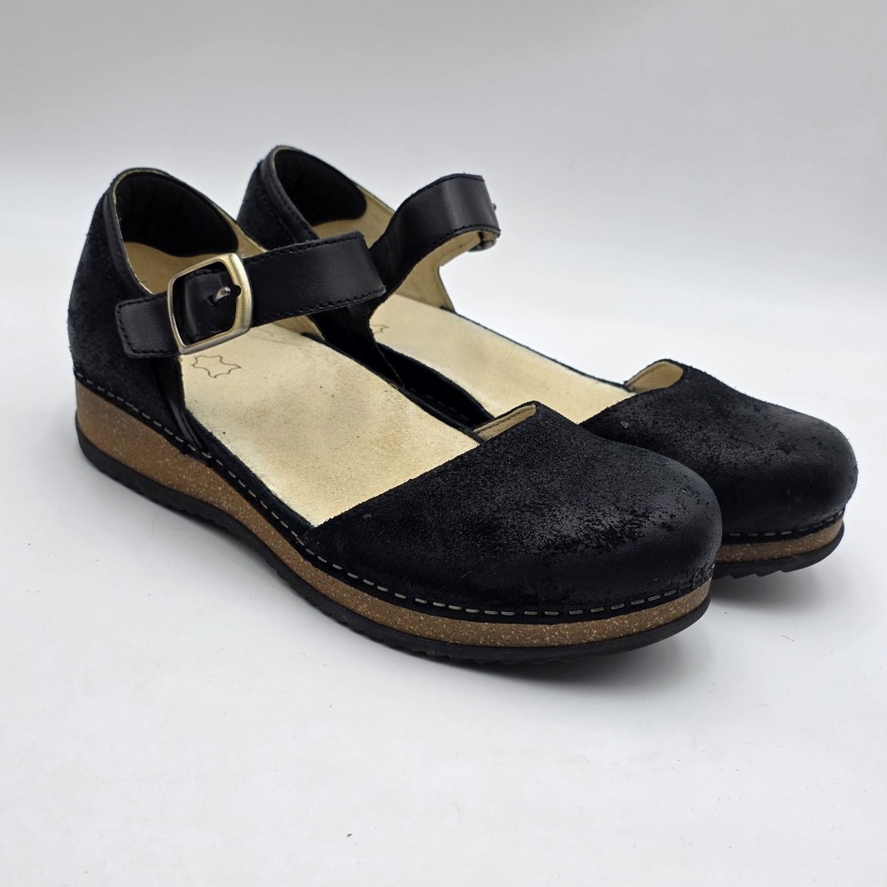 Dansko Taytum Mulled Nubuck Heeled Closed Toe Sandals Black Women's 9 (39)